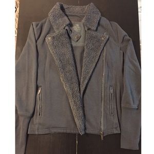 CK Calvin Klein Gray Zip Up & Buttons Cozy Jacket